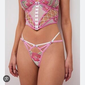 For Love And Lemons Pink Floral Thing Strings S $45